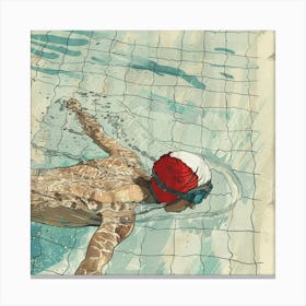 A Swimmer In A Pool Hand Drawn Sketch Illustrati 1718672202 2 Canvas Print