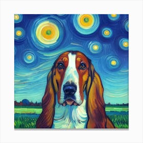 Basset Hound Starry Night 1 Canvas Print