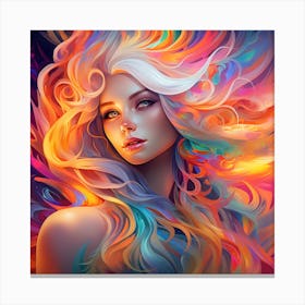 Beautiful Girl With Colorful Hair Canvas Print