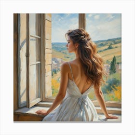 Lady In The Window Canvas Print
