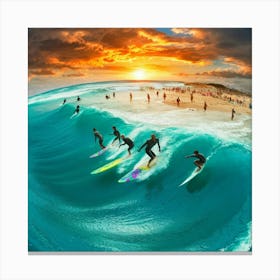 Surfers At Sunset Canvas Print