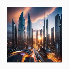 Futuristic Cityscape 130 Canvas Print