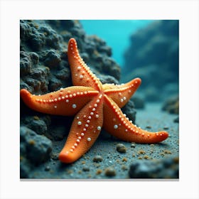 A Stunning Starfish Clinging To A Rocky Sea Bed 2 Canvas Print