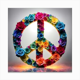 Peace Symbol Designed From Multicolored Roses Transparent Background Broken Glass Effect No Back Canvas Print