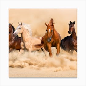 Horses Running In The Sand Canvas Print