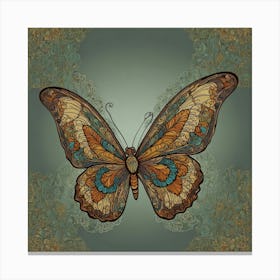 Butterfly On A Green Background Canvas Print