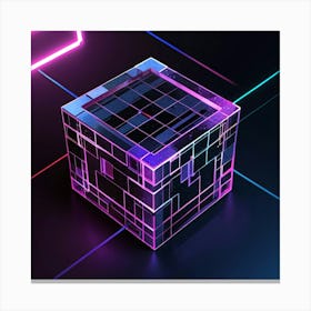 Neon Cube Canvas Print