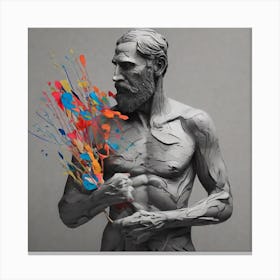 Man With Paint Splatters Canvas Print