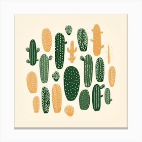 Rizwanakhan Simple Abstract Cactus Non Uniform Shapes Petrol 14 Canvas Print