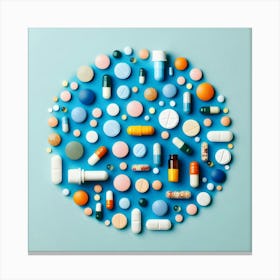 Meds On Blue Background Canvas Print