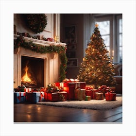Christmas Tree In The Living Room 83 Canvas Print