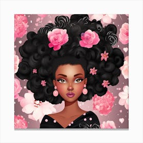 Afro Girl With Flowers 4 Canvas Print