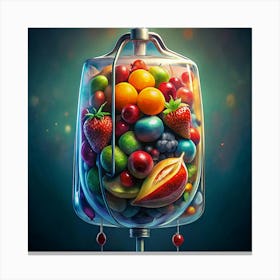 Iv Bag Filled With Fresh Fruit Canvas Print