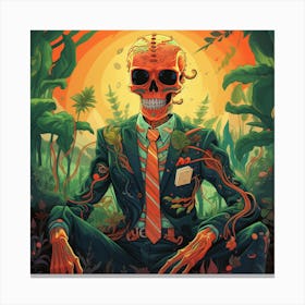 Skeleton In The Jungle Canvas Print