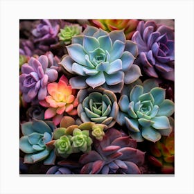 Colorful Succulents Canvas Print