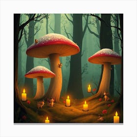 Mushrooms In The Forest 22 Canvas Print