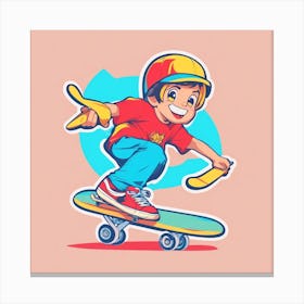 Cartoon Skateboarder Canvas Print