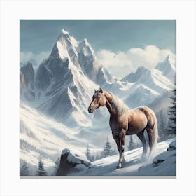 Horse In The Snow Canvas Print