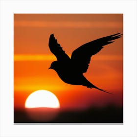 Silhouette Of A Bird At Sunset 1 Canvas Print