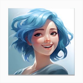 Blue Haired Girl Anime 1 Canvas Print