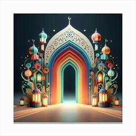 Islamic Mosque With Lanterns Canvas Print