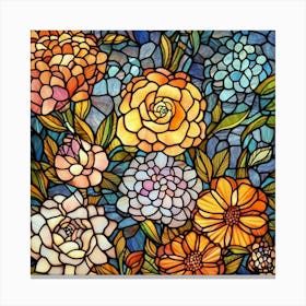Stained Glass Flowers, Floral Stained Glass, Stained Glass Window Canvas Print