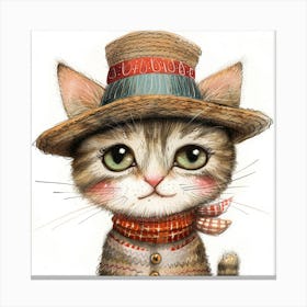 Kitty In A Hat Canvas Print