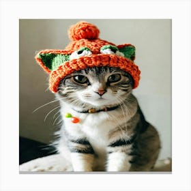 Cat In Hat Canvas Print
