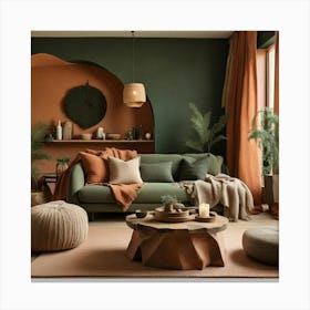 Default A Modern Rustic Living Room With Terracotta Walls A Be 0 Canvas Print