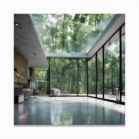 Glass House In The Woods 1 Canvas Print