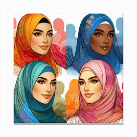 Muslim Women In Hijabs 1 Canvas Print