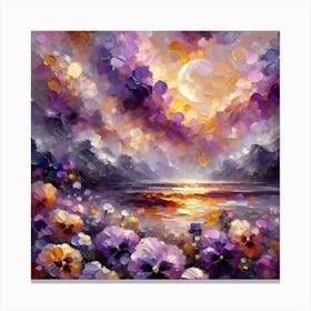 Sunset With Pansies Canvas Print