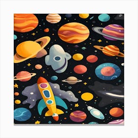 Planets In Space Canvas Print