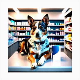 Blue Heeler In A Pharmacy Canvas Print