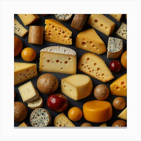 Top View Of Different Types Of Cheese Canvas Print