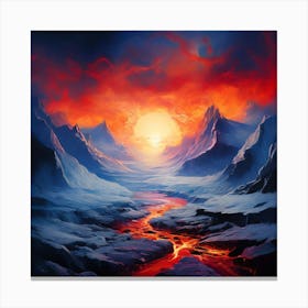 A Landscape Where Fire And Ice Coexist Representing The Balance Of Facing And Overcoming Adversitie 16931991 (1) Canvas Print