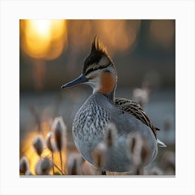 Egret At Sunset Canvas Print