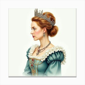 Stunning Watercolor Painting Of Queen Elizabeth I, Highlighting Her Grace 1 Canvas Print