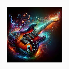 Guitar Electric Guitar Instrument Guitarist Rock Music Musician Mystic Waves Canvas Print