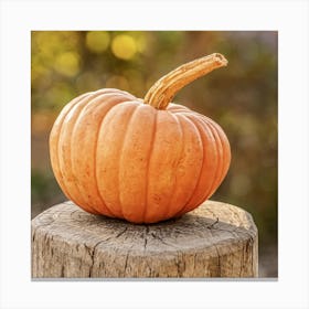 Halloween Pumpkin On A Wooden Post Canvas Print