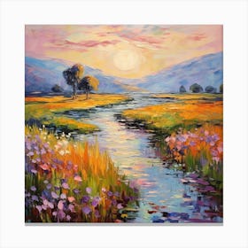 Sunset In The Meadow Canvas Print