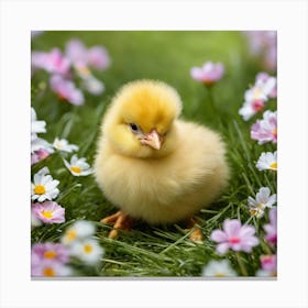 Cute Little Chick In The Grass Canvas Print