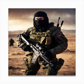 Soldier In The Desert Canvas Print