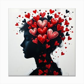 Silhouette with Hearts Canvas Print