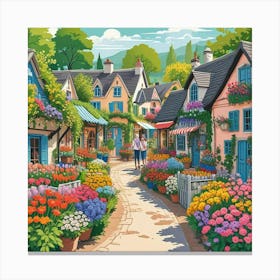 Garden Scene With House Art Print (2) Canvas Print