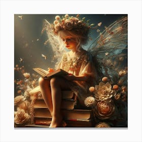 Fairy Sitting On Books Canvas Print