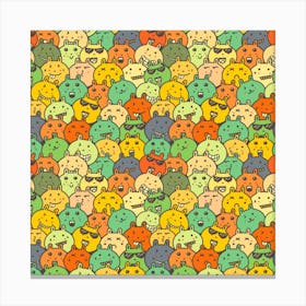 Seamless Pattern With Doodle Bunny Canvas Print