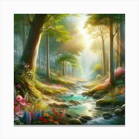 Rainbow In The Forest Canvas Print