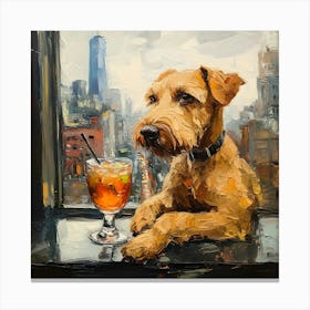 Airedale Welshie At The Bar 13 Canvas Print