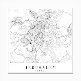 Jerusalem Israel Street Map Minimal Square Canvas Print
